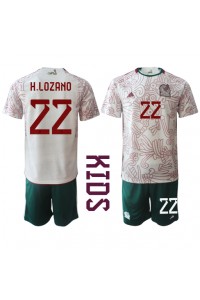 Mexico Hirving Lozano #22 Babyklær Borte Fotballdrakt til barn VM 2022 Korte ermer (+ Korte bukser)